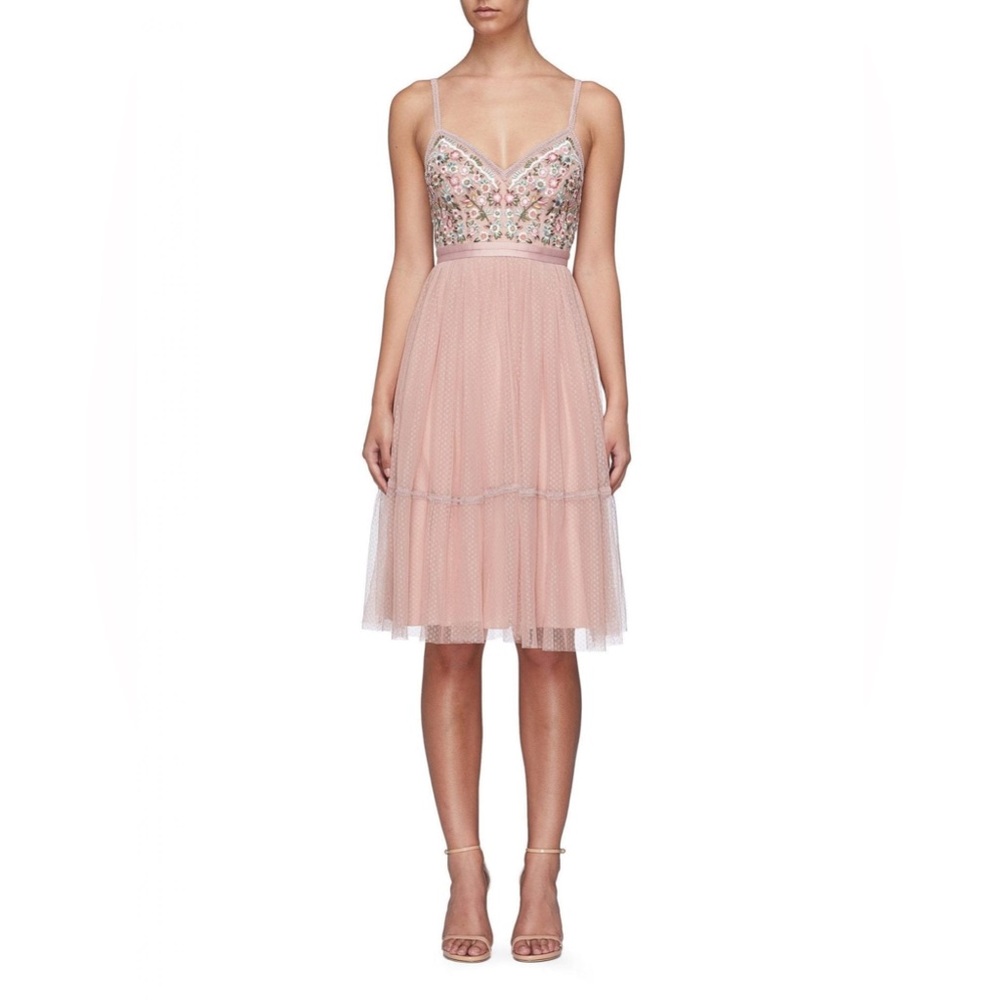 Needle & Thread Whimsical Embroidered Tulle Midi Dress 💐